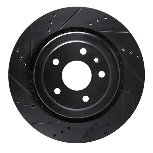 R1 14-19 Chevrolet Corvette Rear Left Drilled & Slotted Black Brake Rotor