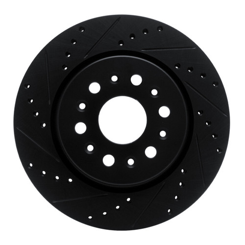 R1 17-25 Buick Enclave Rear Left Drilled & Slotted Black Brake Rotor