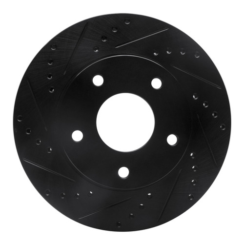 R1 97-05 Chevrolet Blazer Front Left Drilled & Slotted Black Brake Rotor