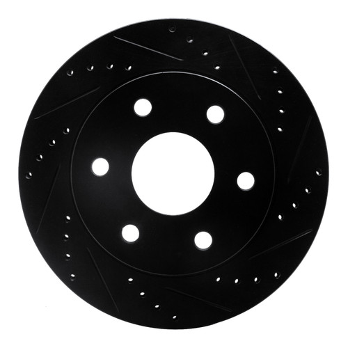 R1 99-08 Cadillac Escalade ESV Front Right Drilled & Slotted Black Brake Rotor
