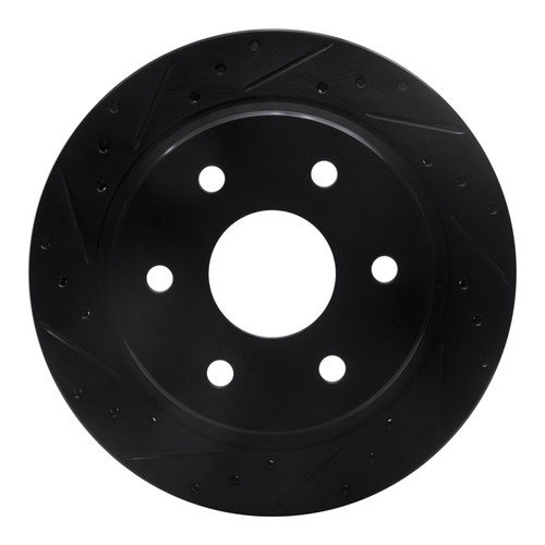 R1 00-14 Cadillac Escalade EXT Rear Left Drilled & Slotted Black Brake Rotor
