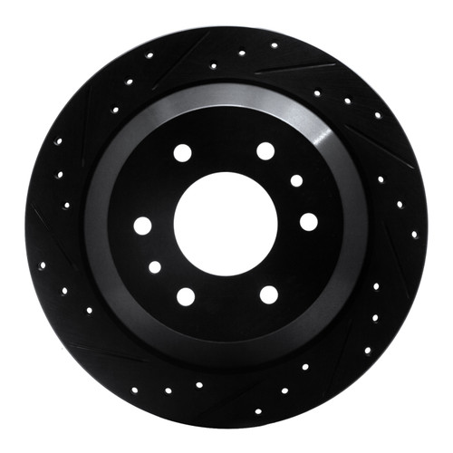 R1 02-09 Buick Rainier Rear Left Drilled & Slotted Black Brake Rotor