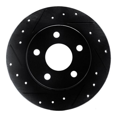 R1 93-05 Ford Taurus SHO Rear Left Drilled & Slotted Black Brake Rotor