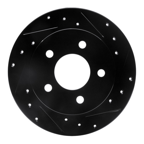 R1 94-04 Ford Mustang Rear Right Drilled & Slotted Black Brake Rotor