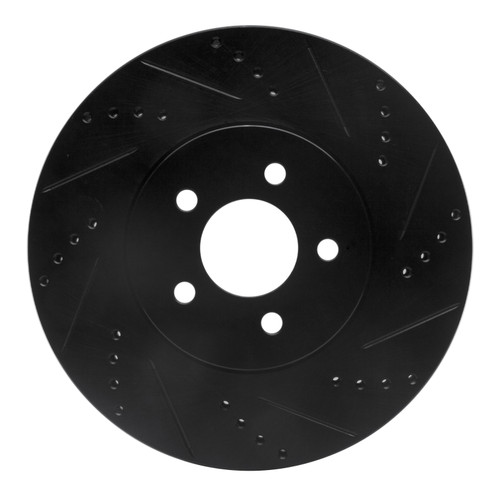 R1 94-04 Ford Mustang Front Right Drilled & Slotted Black Brake Rotor