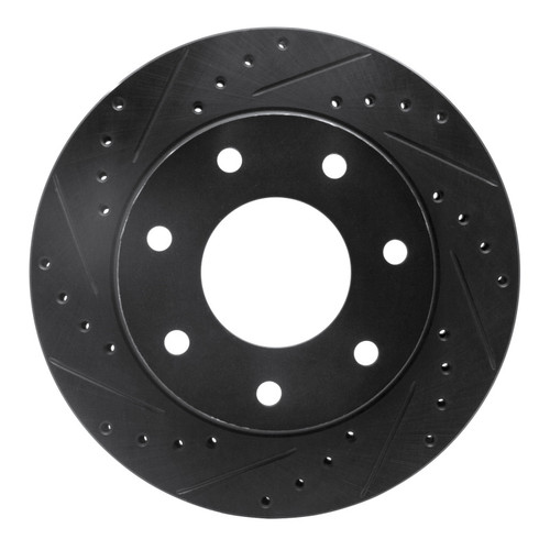 R1 97-04 Ford F-250 4WD (Excl Super Duty) Front Left Drilled & Slotted Black Brake Rotor
