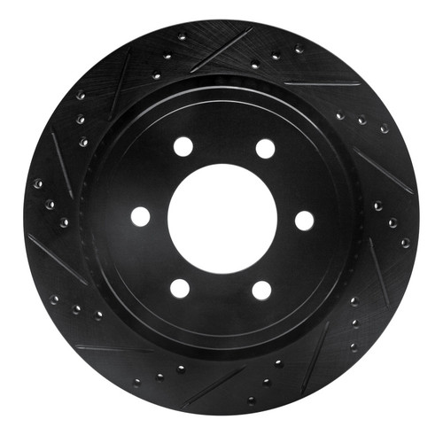 R1 15-17 Ford F-150 4WD Rear Left Drilled & Slotted Black Brake Rotor