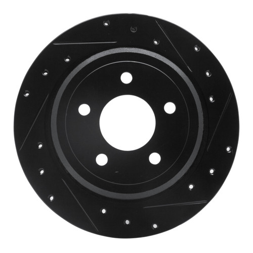 R1 03-11 Ford Crown Victoria Rear Right Drilled & Slotted Black Brake Rotor