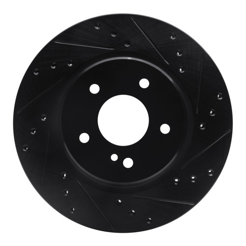 R1 98-09 Chrysler Crossfire Rear Right Drilled & Slotted Black Brake Rotor