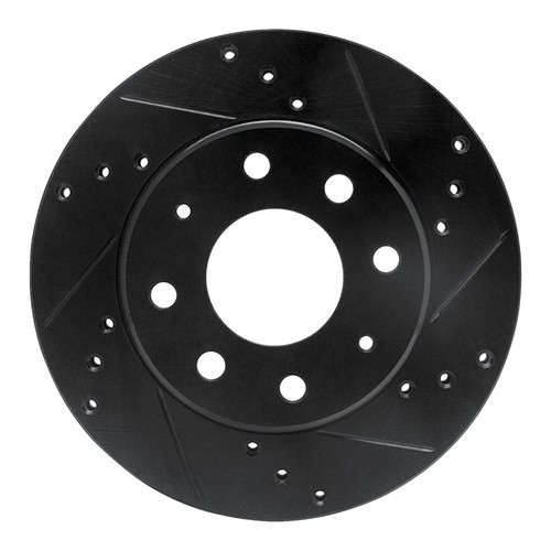 R1 88-07 Dodge Colt Front Right Drilled & Slotted Black Brake Rotor