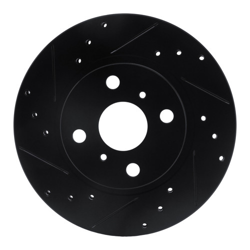 R1 87-92 Geo Prizm Front Left Drilled & Slotted Black Brake Rotor