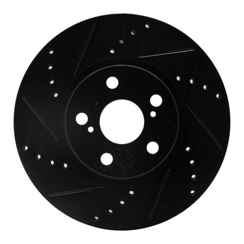 R1 08-19 Pontiac Vibe Front Left Drilled & Slotted Black Brake Rotor