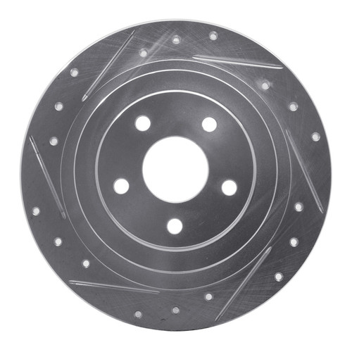 R1 00-06 Subaru Outback Rear Left Drilled & Slotted Silver Brake Rotor