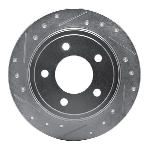 R1 93-04 Chrysler 300M Rear Left Drilled & Slotted Silver Brake Rotor