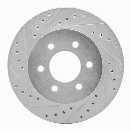 R1 97-02 Dodge Dakota 4WD Front Left Drilled & Slotted Silver Brake Rotor