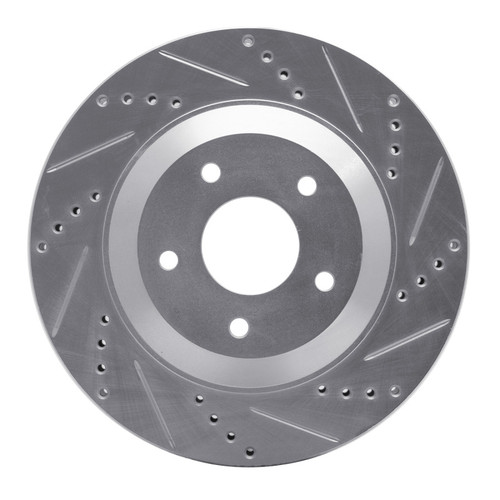 R1 97-09 Cadillac XLR Left Front Drilled & Slotted Silver Brake Rotor