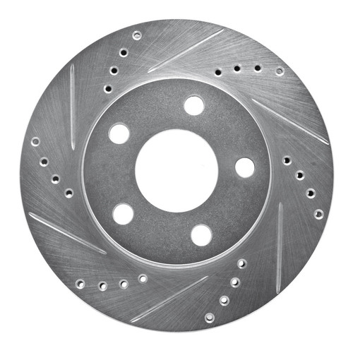 R1 97-05 Chevrolet Malibu Front Left Drilled & Slotted Silver Brake Rotor