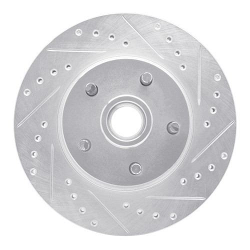 R1 68-70 Ford Mustang Front Right Drilled & Slotted Silver Brake Rotor