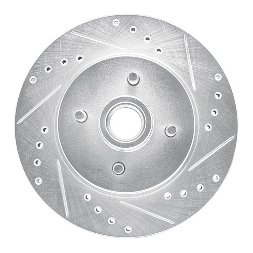 R1 87-93 Ford Mustang Front Right Drilled & Slotted Silver Brake Rotor
