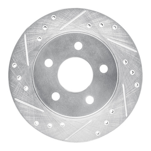 R1 93-98 Ford Thunderbird Rear Left Drilled & Slotted Silver Brake Rotor