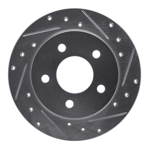 R1 94-04 Ford Mustang Rear Right Drilled & Slotted Silver Brake Rotor