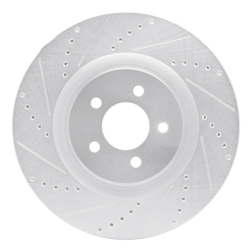 R1 07-14 Ford Mustang Front Left Drilled & Slotted Silver Brake Rotor