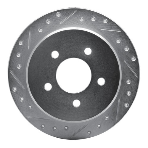R1 95-02 Ford Explorer Rear Left Drilled & Slotted Silver Brake Rotor