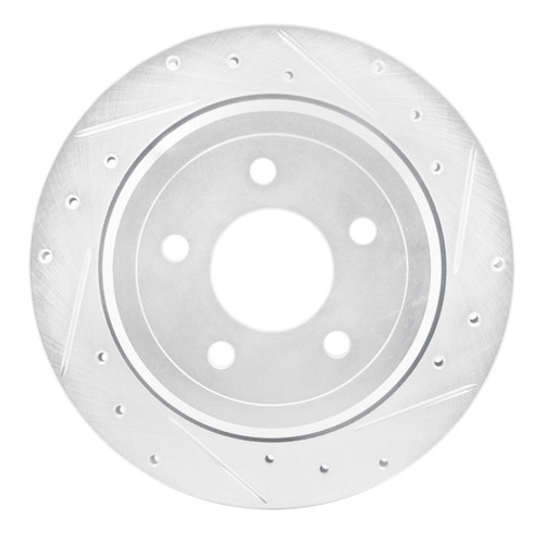 R1 03-11 Ford Crown Victoria Rear Right Drilled & Slotted Silver Brake Rotor