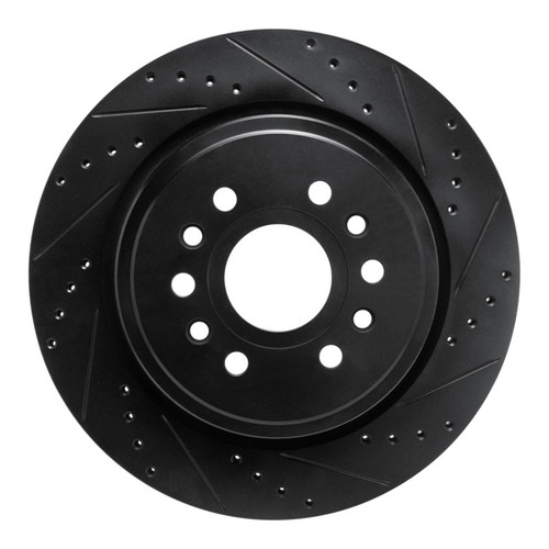 R1 21-25 Jeep Grand Wagoneer L Rear Right Drilled & Slotted Black Brake Rotor