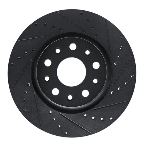 R1 18-25 Jeep Gladiator Front Right Drilled & Slotted Black Brake Rotor
