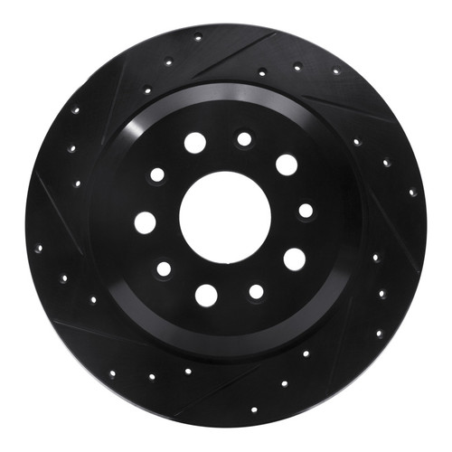 R1 18-25 Jeep Wrangler Rear Left Drilled & Slotted Black Brake Rotor