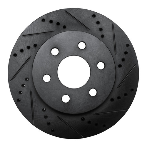 R1 98-99 Cadillac DEVILLE Front Right Drilled & Slotted Black Brake Rotor
