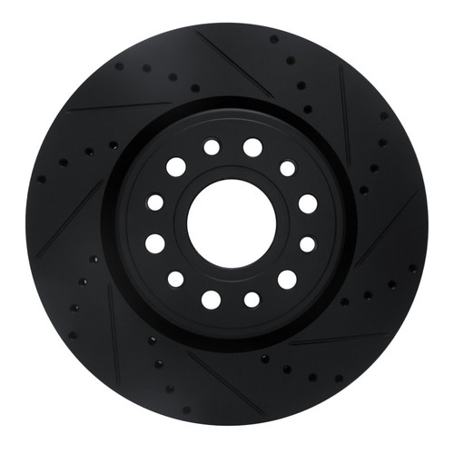 R1 19-25 Ram 1500 Front Right Drilled & Slotted Black Brake Rotor