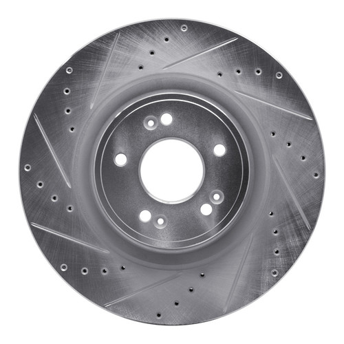 R1 18-20 Genesis G80 Front Left Drilled & Slotted Silver Brake Rotor