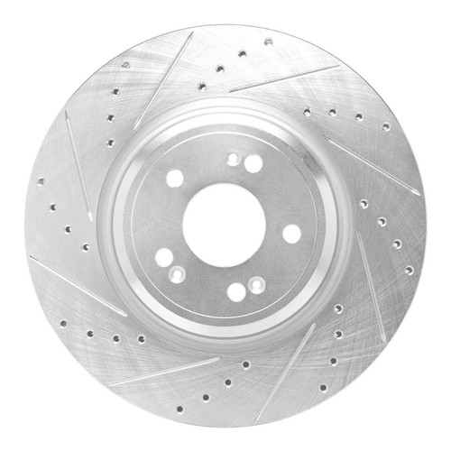 R1 21-25 Genesis GV70 Front Left Drilled & Slotted Silver Brake Rotor