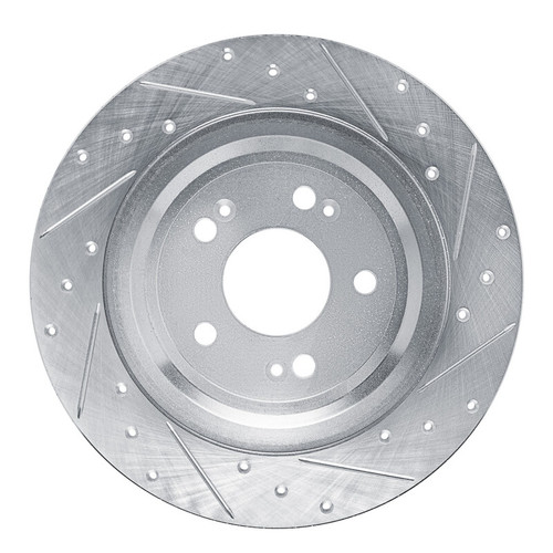 R1 21-25 Genesis GV70 Rear Right Drilled & Slotted Silver Brake Rotor