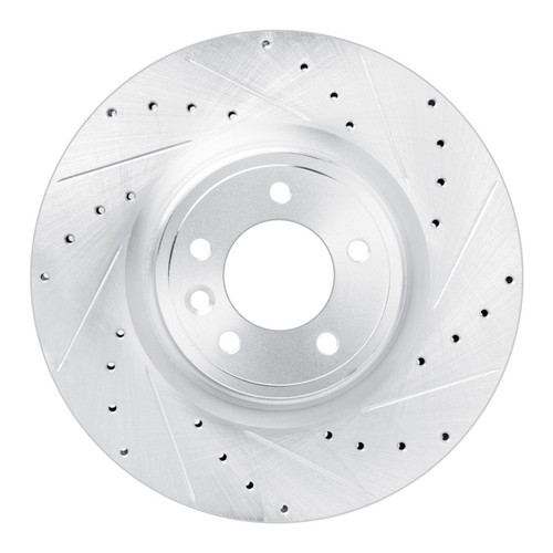R1 18-24 Land Rover Discovery Front Right Drilled & Slotted Silver Brake Rotor