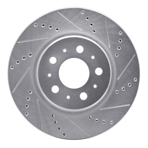 R1 17-25 Tesla Model 3 Front Right Drilled & Slotted Silver Brake Rotor