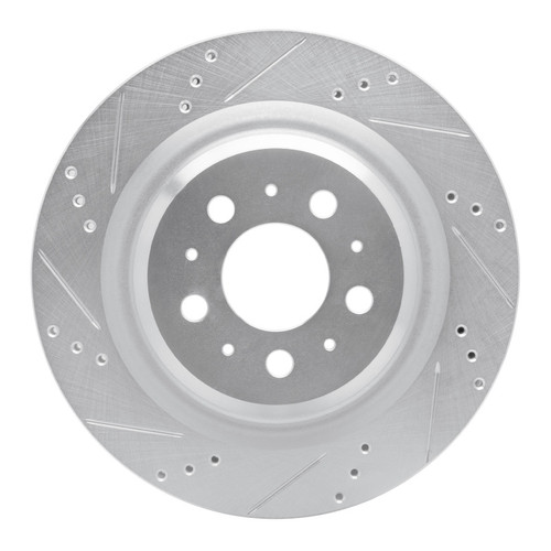 R1 17-25 Tesla Model 3 Rear Left Drilled & Slotted Silver Brake Rotor