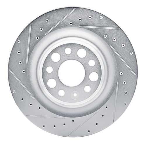 R1 21-25 Tesla Model S Rear Left Drilled & Slotted Silver Brake Rotor