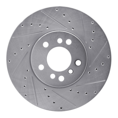 R1 00-06 BMW X5 Front Right Drilled & Slotted Silver Brake Rotor