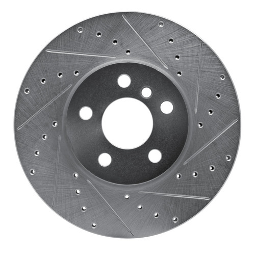 R1 16-24 Mini Cooper Clubman Front Right Drilled & Slotted Silver Brake Rotor