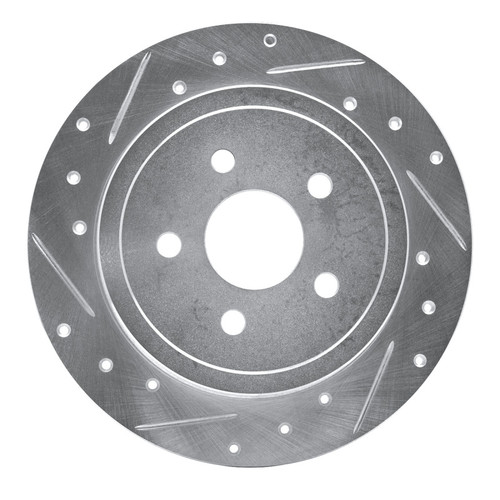 R1 88-95 Chrysler Daytona Rear Left Drilled & Slotted Silver Brake Rotor