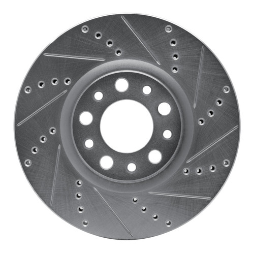 R1 13-23 Chrysler 200 Front Right Drilled & Slotted Silver Brake Rotor