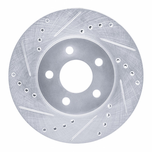 R1 00-05 Chrysler Neon Front Left Drilled & Slotted Silver Brake Rotor