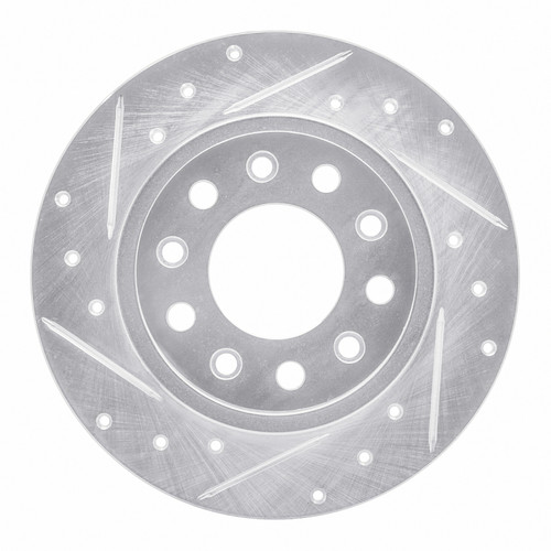 R1 13-16 Dodge DART Rear Left Drilled & Slotted Silver Brake Rotor