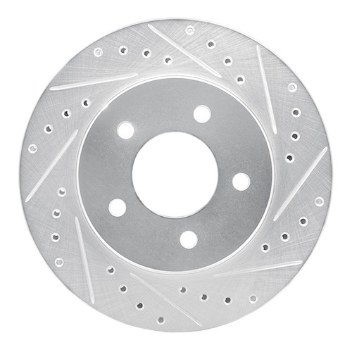 R1 87-90 Dodge DAKOTA 4WD Front Left Drilled & Slotted Silver Brake Rotor