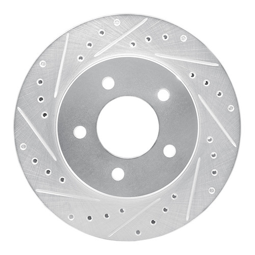 R1 87-90 Dodge DAKOTA 4WD Front Right Drilled & Slotted Silver Brake Rotor