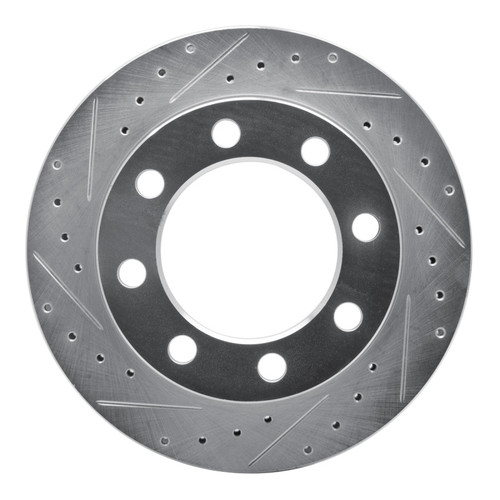 R1 89-93 Dodge W350 Front Left Drilled & Slotted Silver Brake Rotor