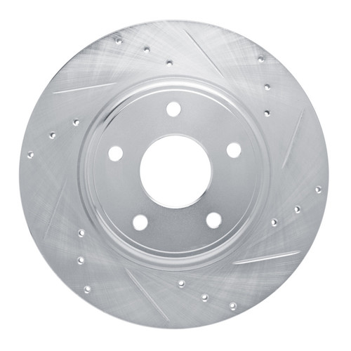 R1 12-20 Chrysler Town & Country Rear Right Drilled & Slotted Silver Brake Rotor